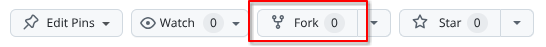A cropped screenshot of the Github UI showing the array of buttons on the top right of the project home page with the fork button highlighted.