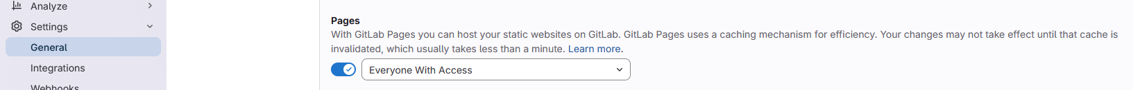 GitLab Pages settings