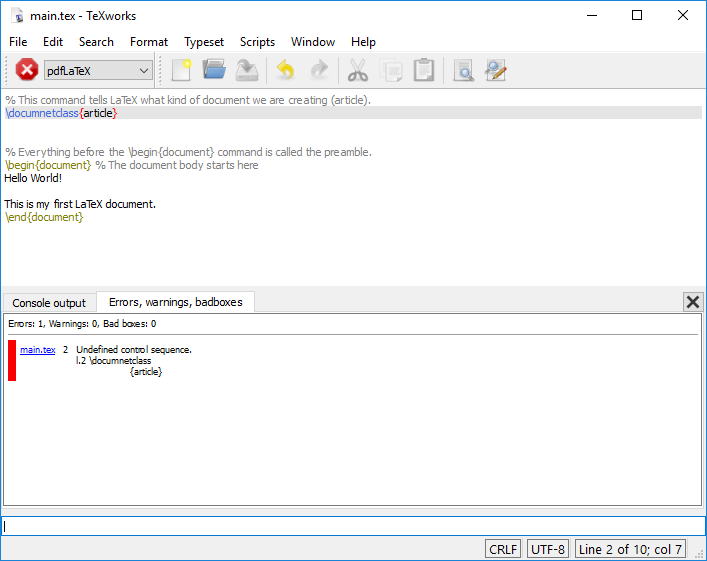 Error in the LaTeX document