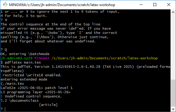 Error in the terminal.