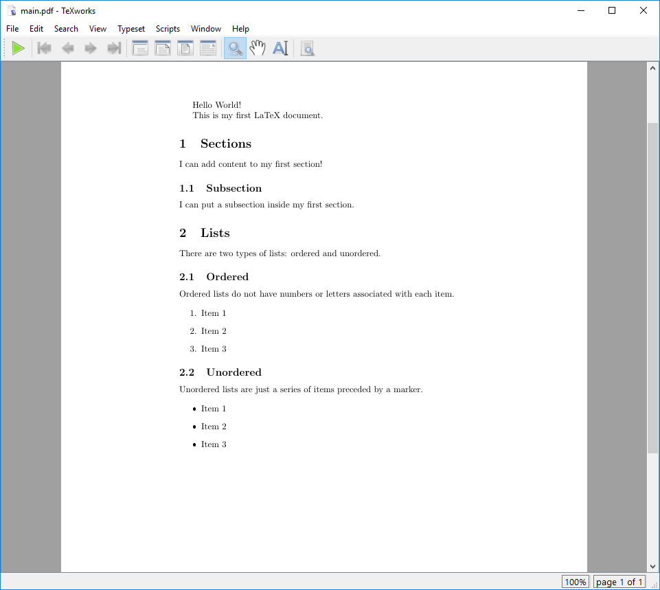 Our document with an unordered list.