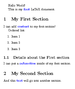 Our document with keywords highlighted in blue.