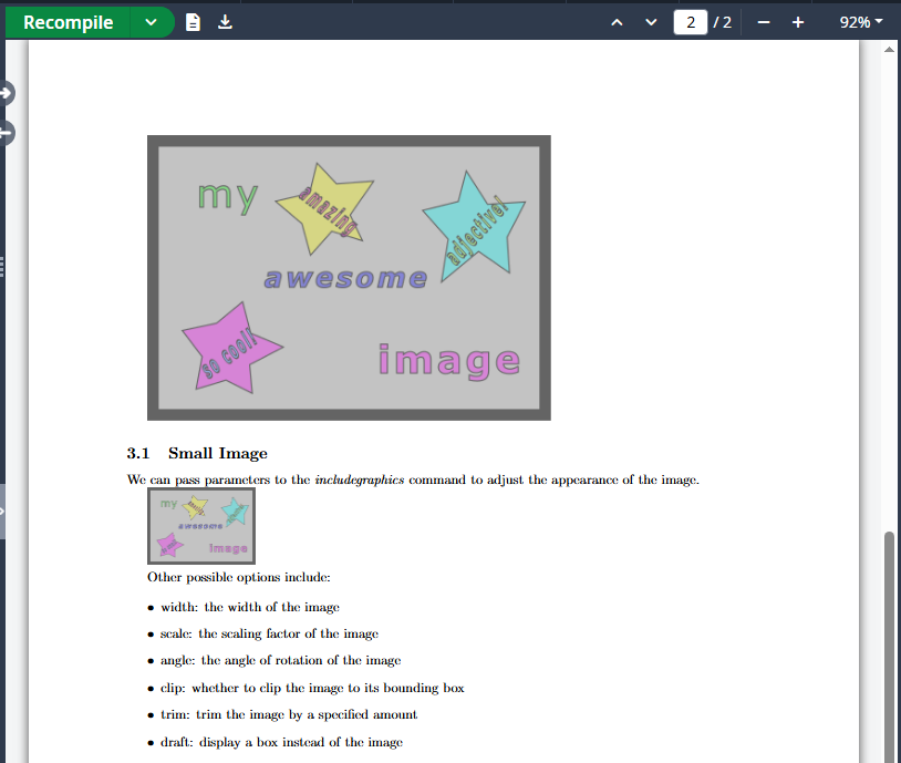 Our document with a smaller image.