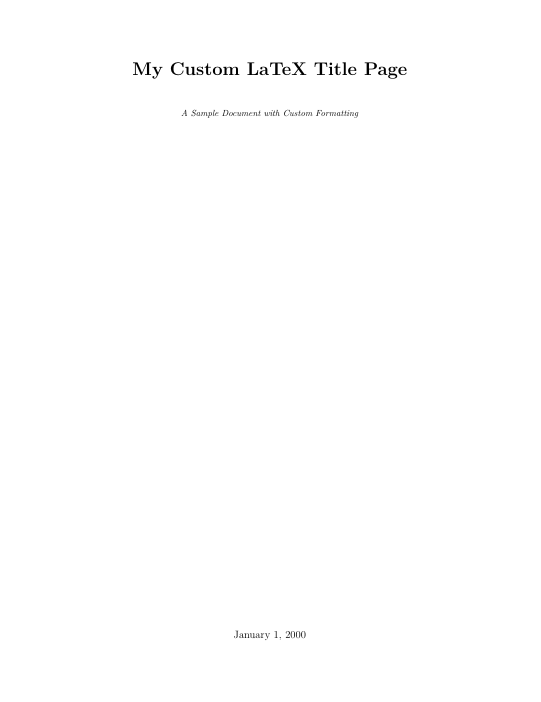 Example of a custom title page