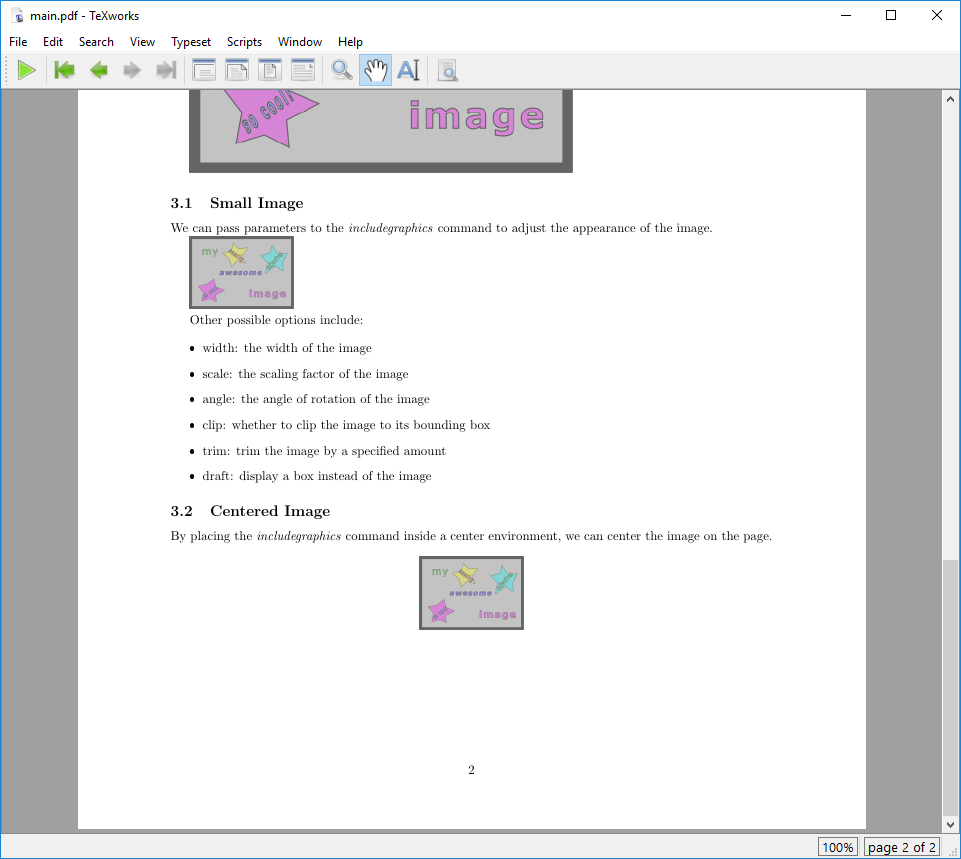 Our document with a centered image.