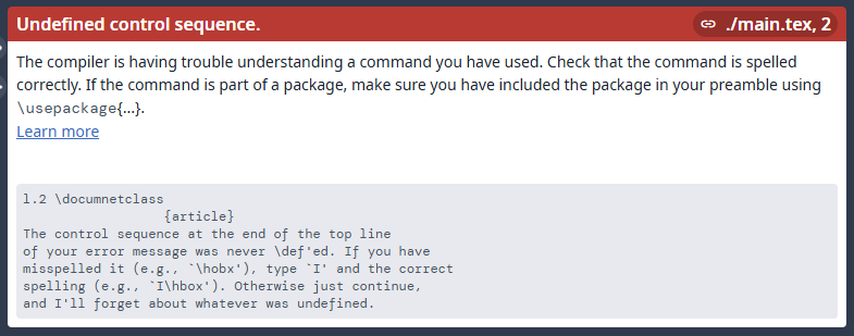 Error: Unidentified control sequence.