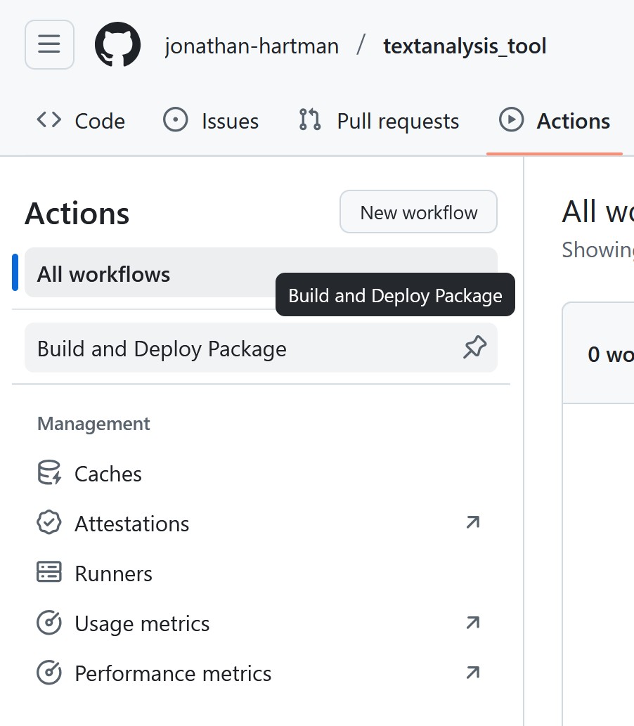 GitHub Actions Tab with a Workflow