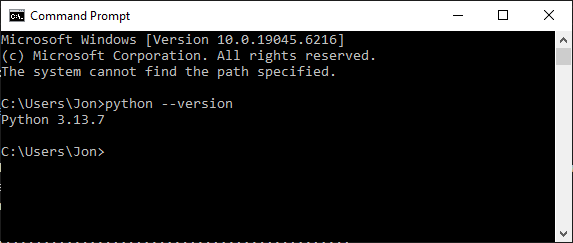 Viewing the python version in the command line