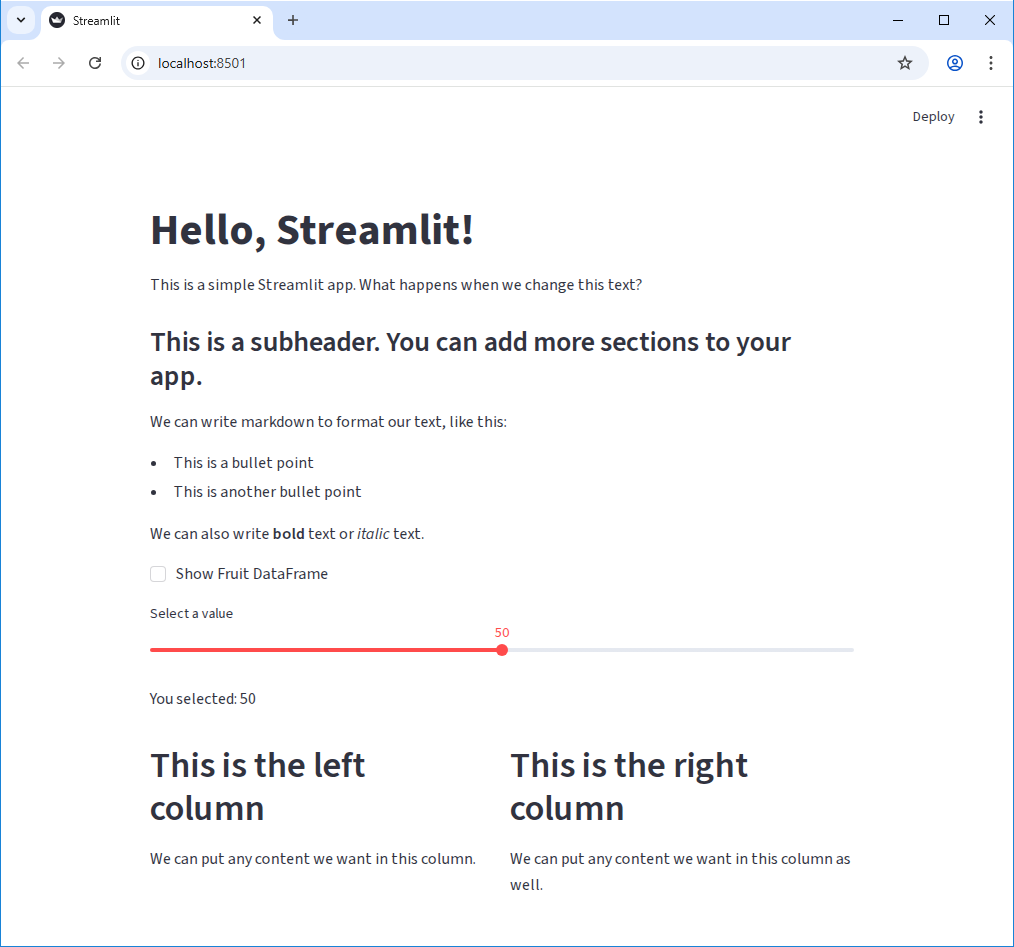 Streamlit Widgets and Layout